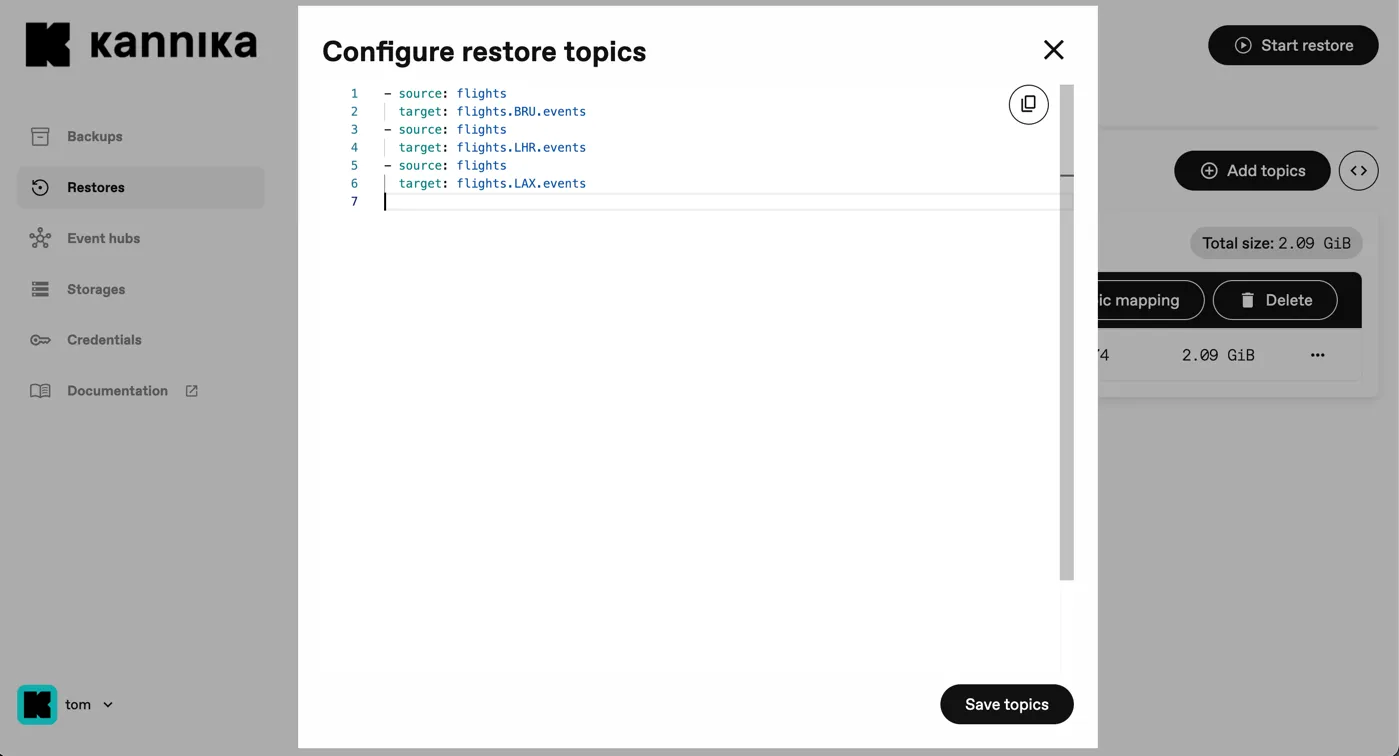 Configure topics using YAML