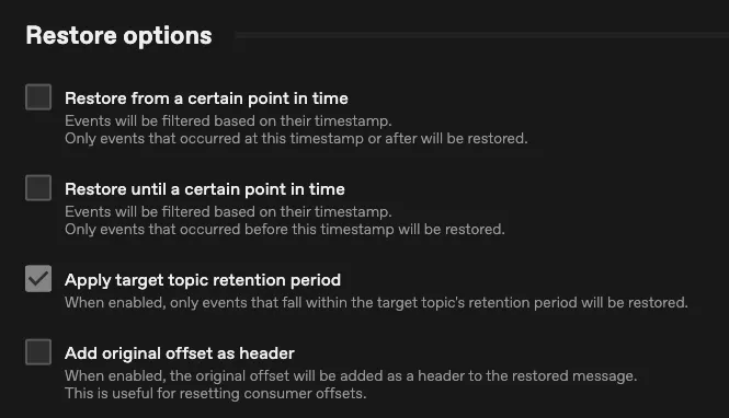 Apply target topic retention period