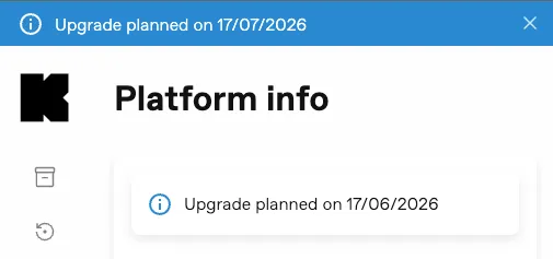 Maintenance warning banner